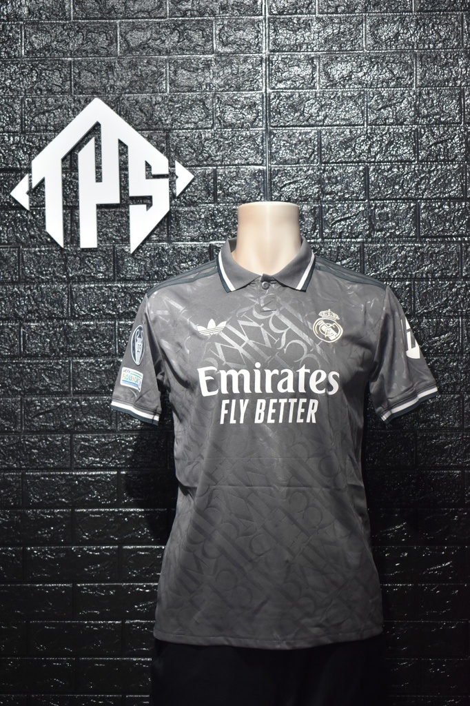 CAMISETA REAL MADRID , TERCERA EQUIPACION 24/25 , FAN VERSION , CHAMPIONS LEAGUE VERSION , TALLA L , MBAPPE 9